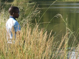 Stalking trout in long grass